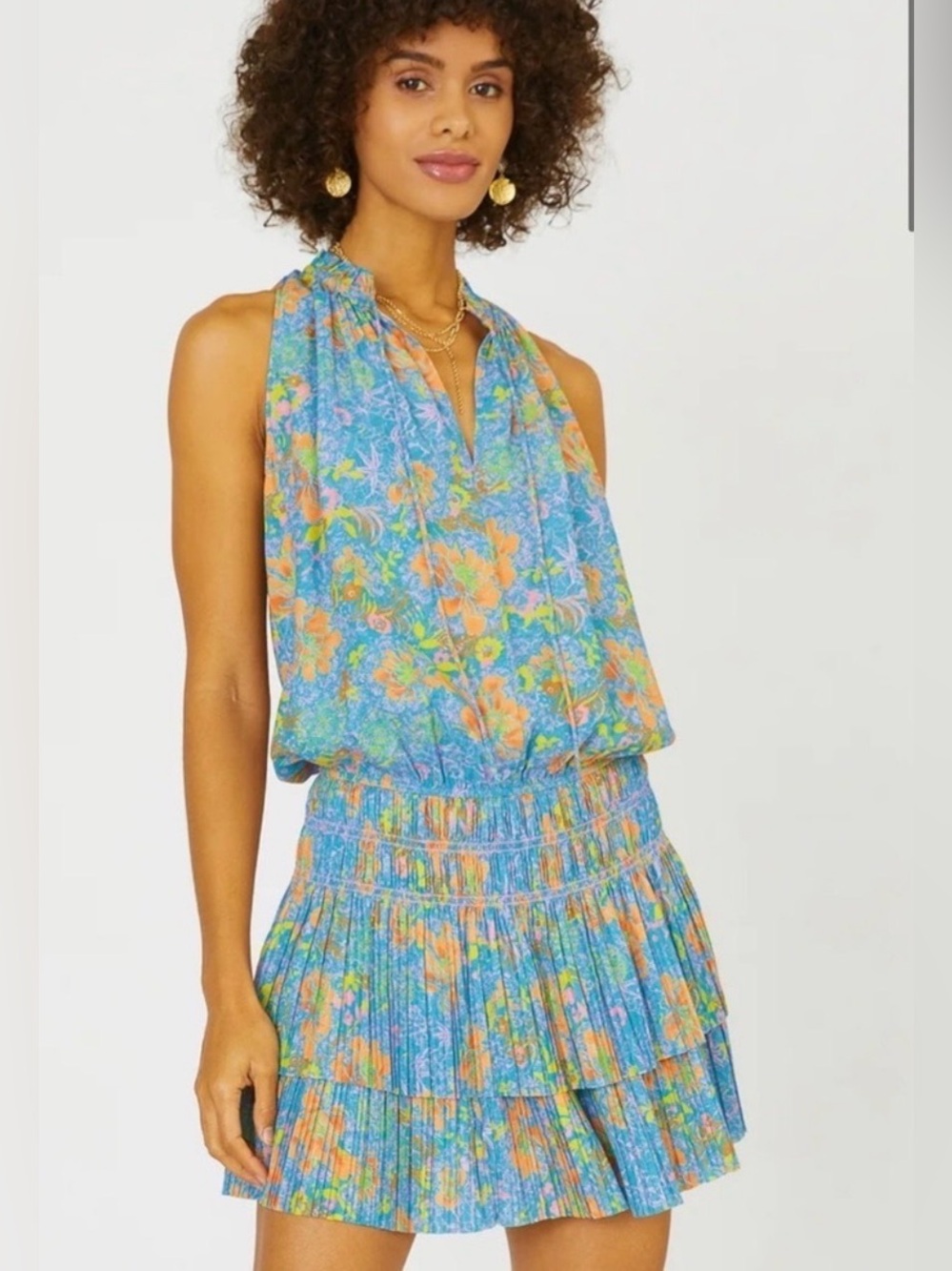 🌸 Current Air Floral Sleeveless Tiered Midi Dress Size M NWT